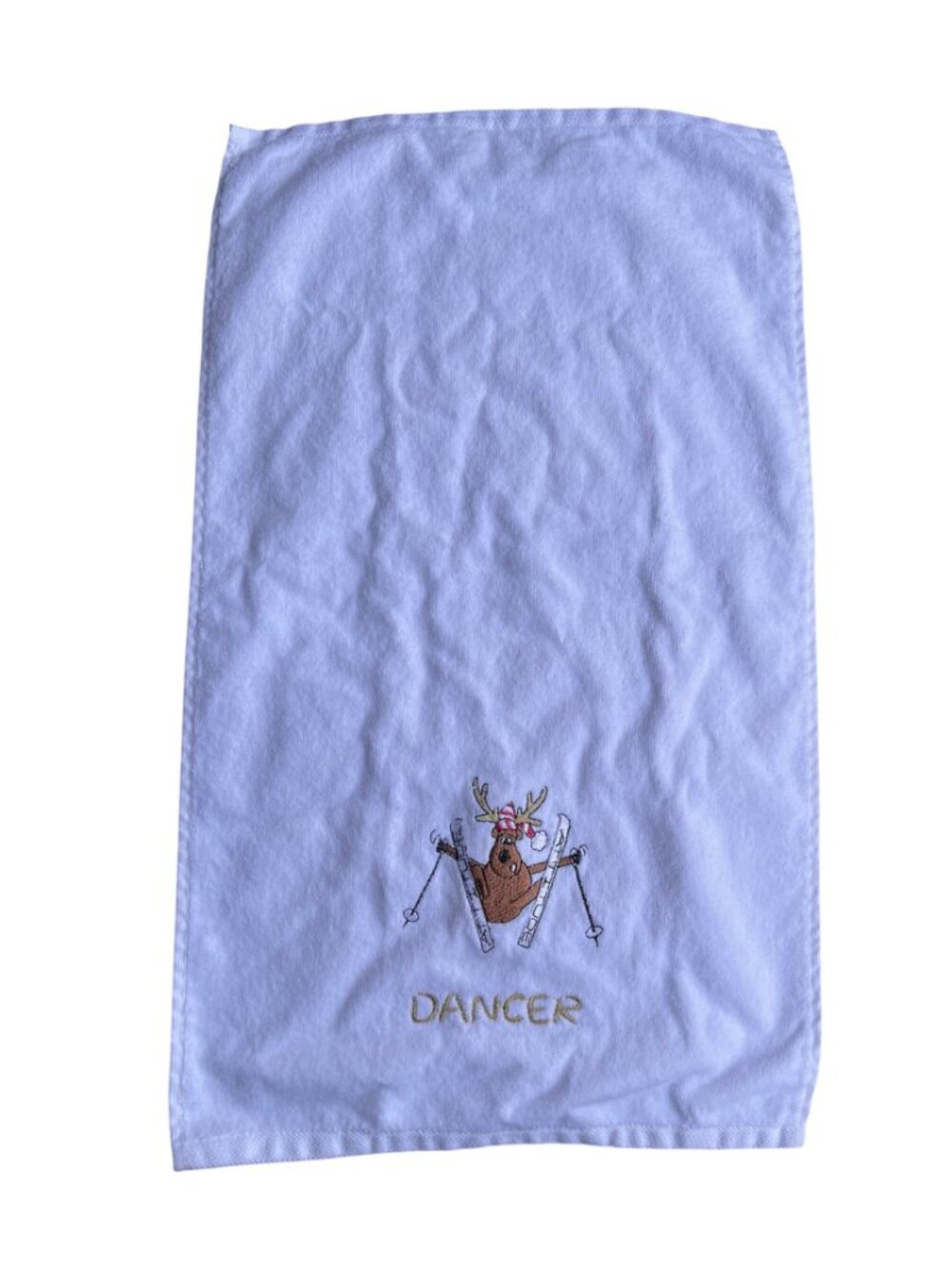 Avanti Set Of 2 Tea Towels Dancer & Blitzen Embroidered Cotton 26.5x15.5 White - Picture 4 of 12